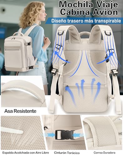 Detalle de KLOSTAIN Mochila de cabina 40x20x25 cm (20 L) para Ryanair: versátil, segura y cómoda