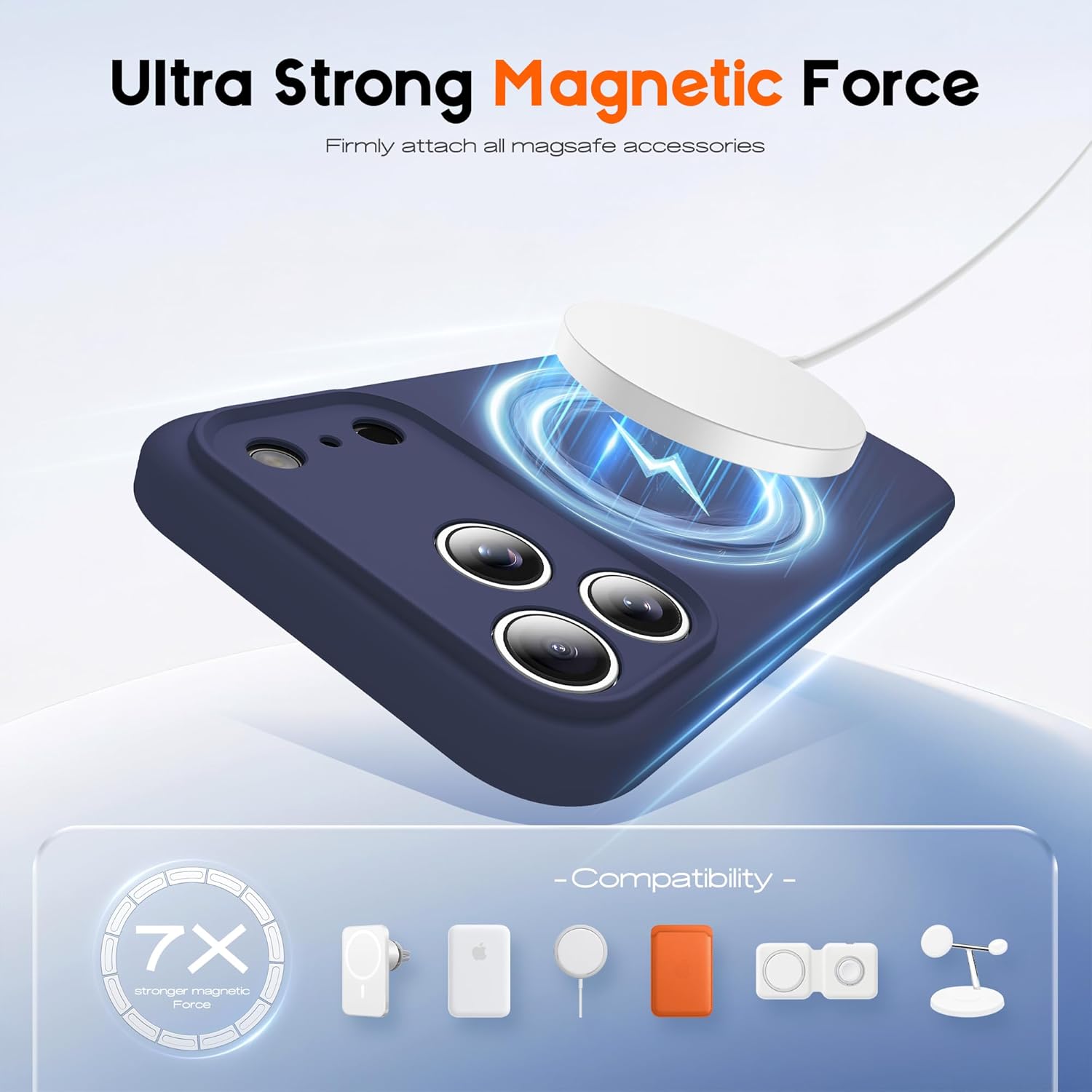 Thumbnail 2 de SKYLMW Magnetic iPhone 17 Pro Case with Invisible Stand — Dark Blue (6.3")