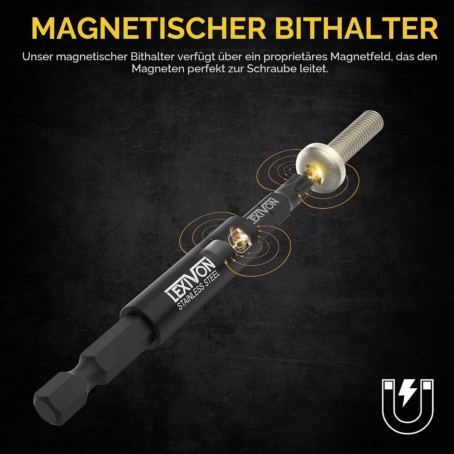 Thumbnail 1 de LEXIVON Impact Stecknuss-Adapter Set (4-teilig) mit Magnetic Bit-Halter: 1/4", 3/8" und 1/2" Drive auf 1/4" Hex Schaft