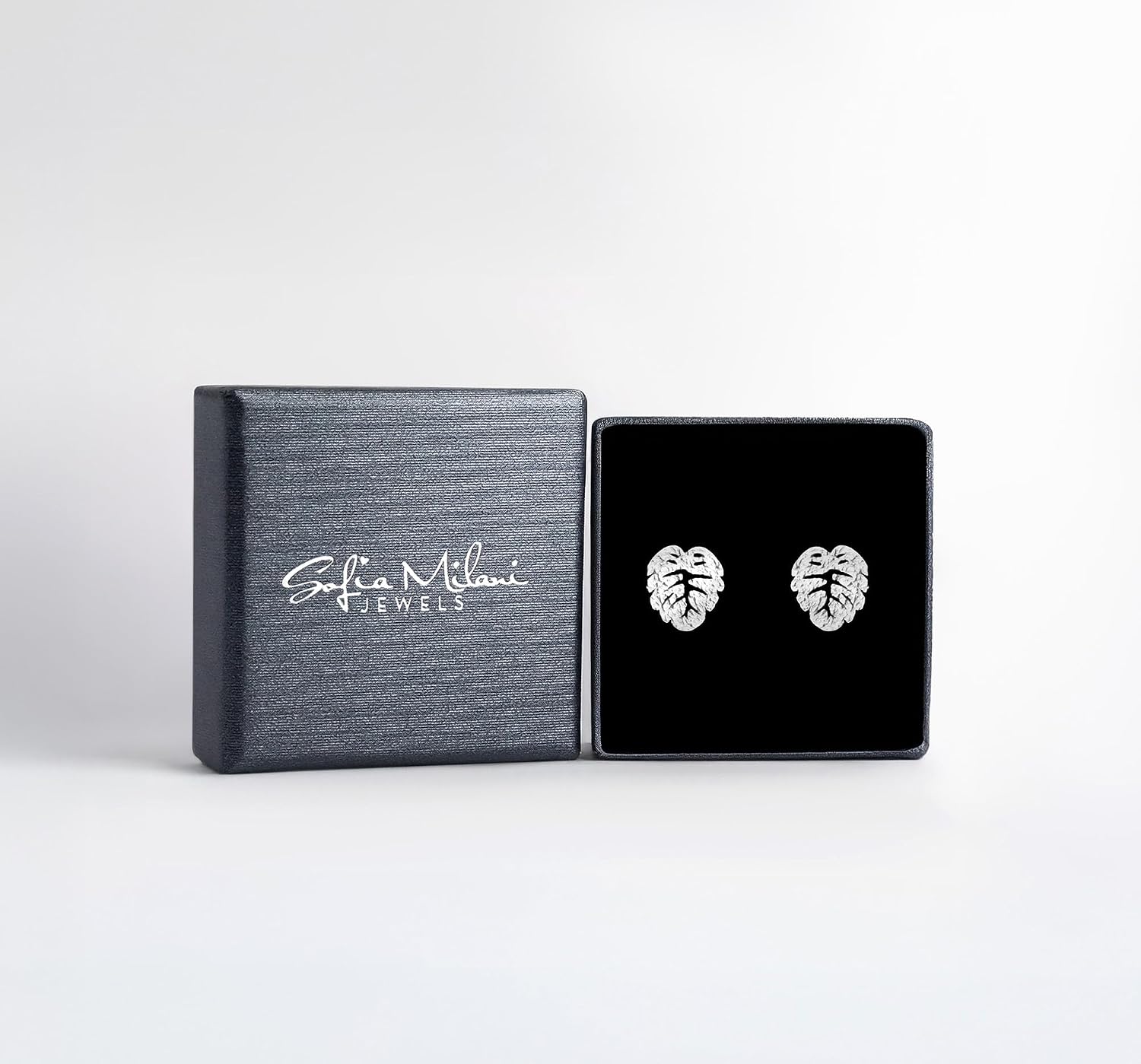 Detalle de Ohrringe aus 925 Silber mit Blatt Motiv