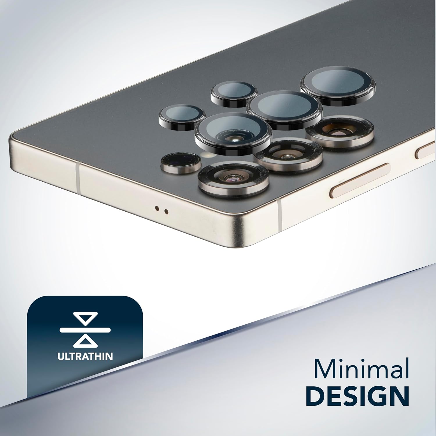 Detalle 2 de Cellularline Camera Lens Ring per Galaxy S25 Ultra: vetri temperati per proteggere le lenti della fotocamera
