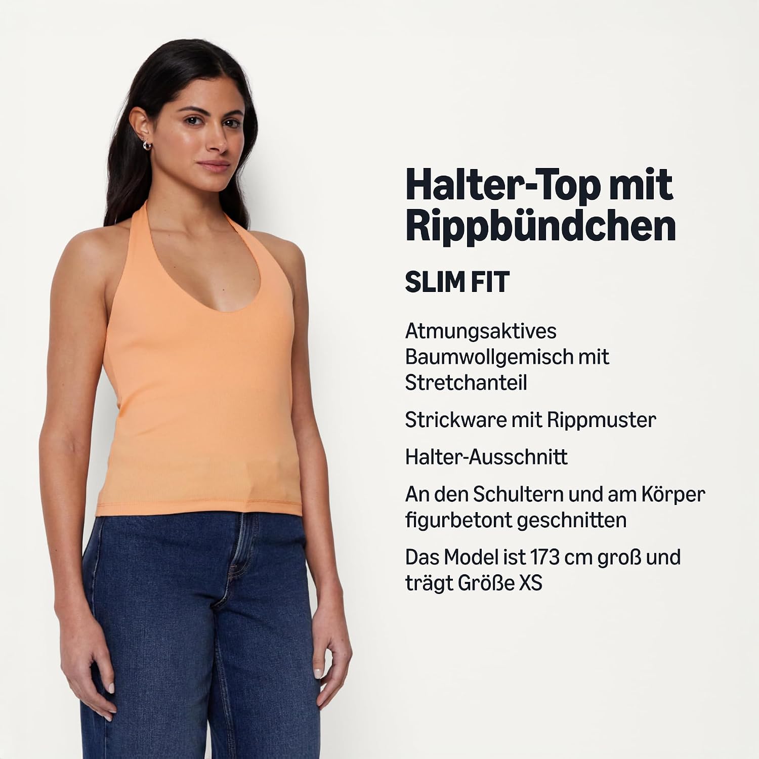 Detalle 2 de Amazon Essentials Damen Geripptes Halter-Neckholder-Top aus Baumwolle – Slim Fit