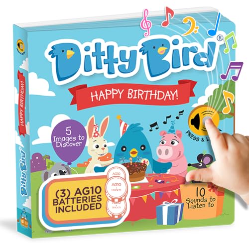 Detalle de DITTY BIRD – Livre musical sensoriel bébé : Happy Birthday, fête d’anniversaire et souffler les bougies