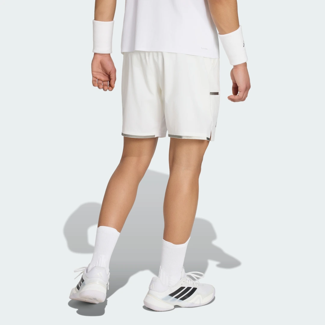 Detalle 2 de Conjunto Pantalón corto de tenis con pantalón interior Climacool de Adidas – Blanco
