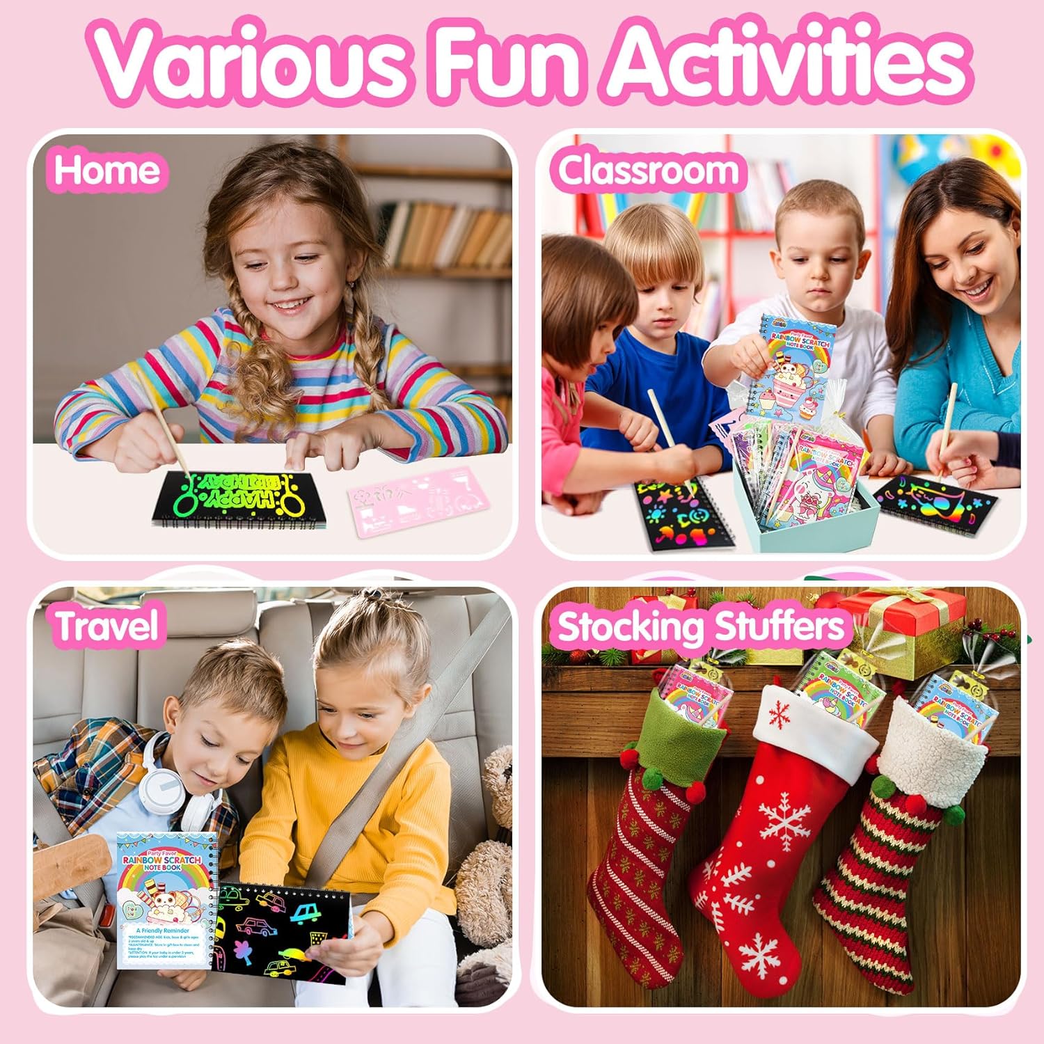 Thumbnail 4 de ZMLM Scratch Art Bambini, Set 24 Libri Regalo con Stilo in Legno e Accessori per Bomboniere