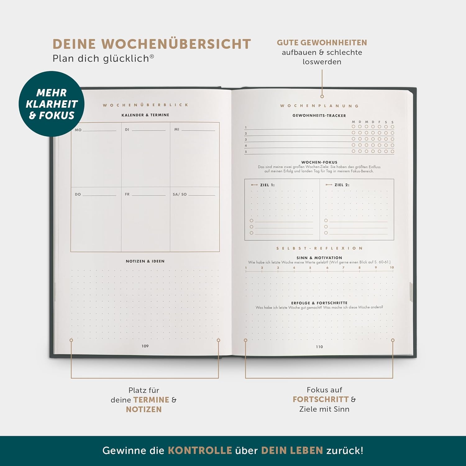 Thumbnail 3 de 6‑Minuten Erfolgsjournal Tagesplaner 2026 – Undatiert 📘