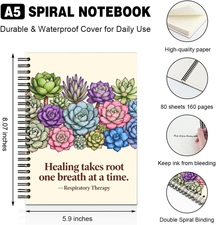 Detalle de WHTYEFZ Healing Takes Root Spiral Notebook, Yellow A5 Lined Journal