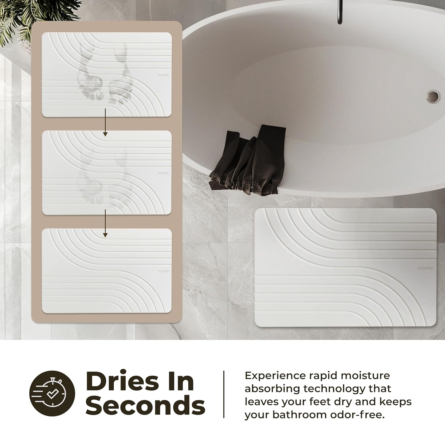 Thumbnail 2 de TOSORO Diatomaceous Earth Stone Bath Mat (23.5 x 15) in Sandstone