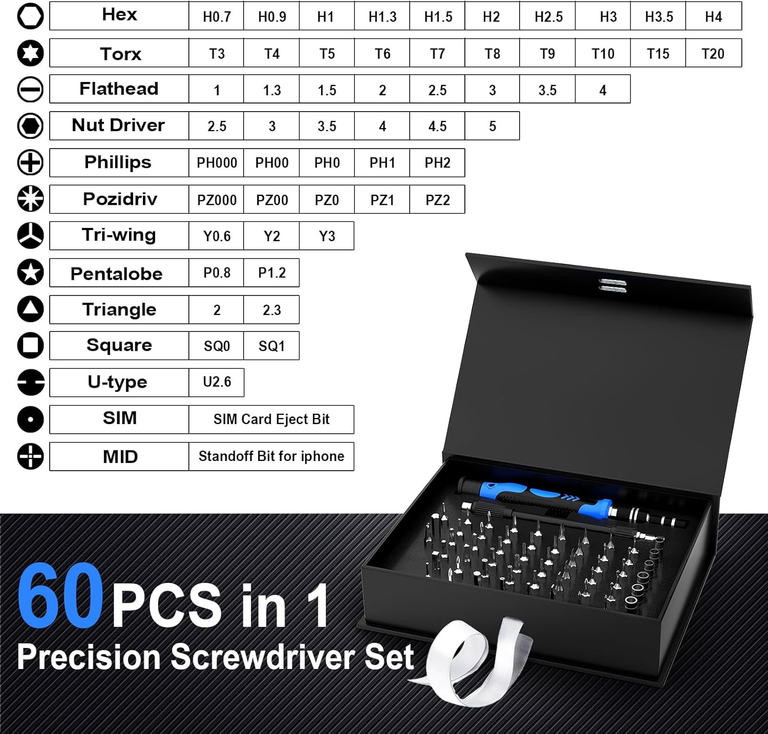 Detalle 2 de WEARXI 60‑in‑1 Precision Screwdriver Set for Men 🛠