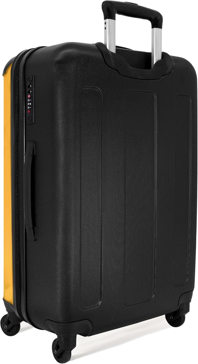 Detalle de Valigia bambini NoBoringSuitcases.com con serratura TSA, design pastore tedesco arancione