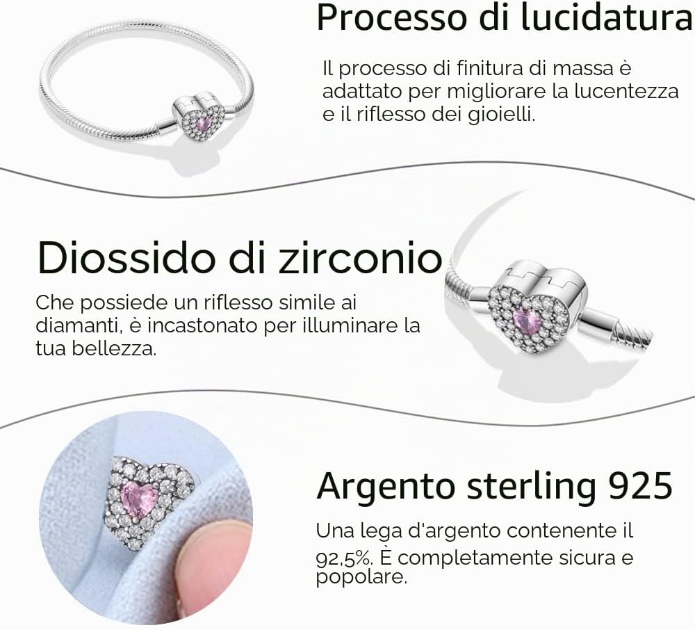 Detalle de TINSLO Moments Bracciale Donna in Argento 925: stile intramontabile e versatilità per ogni occasione