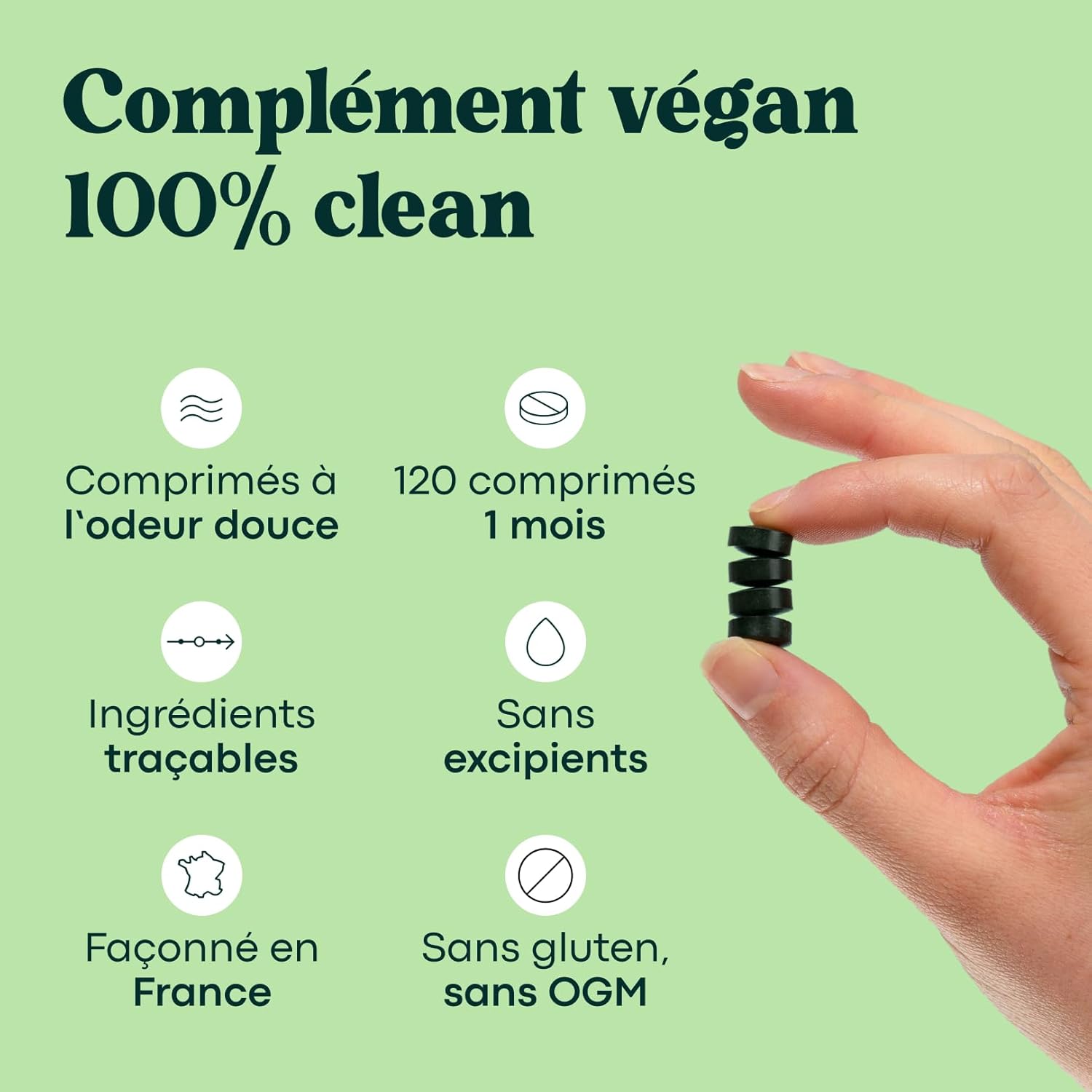 Thumbnail 3 de Spiruline Bio 500 mg Pure et Naturelle (cure 1 mois, 120 comprimés vegan)