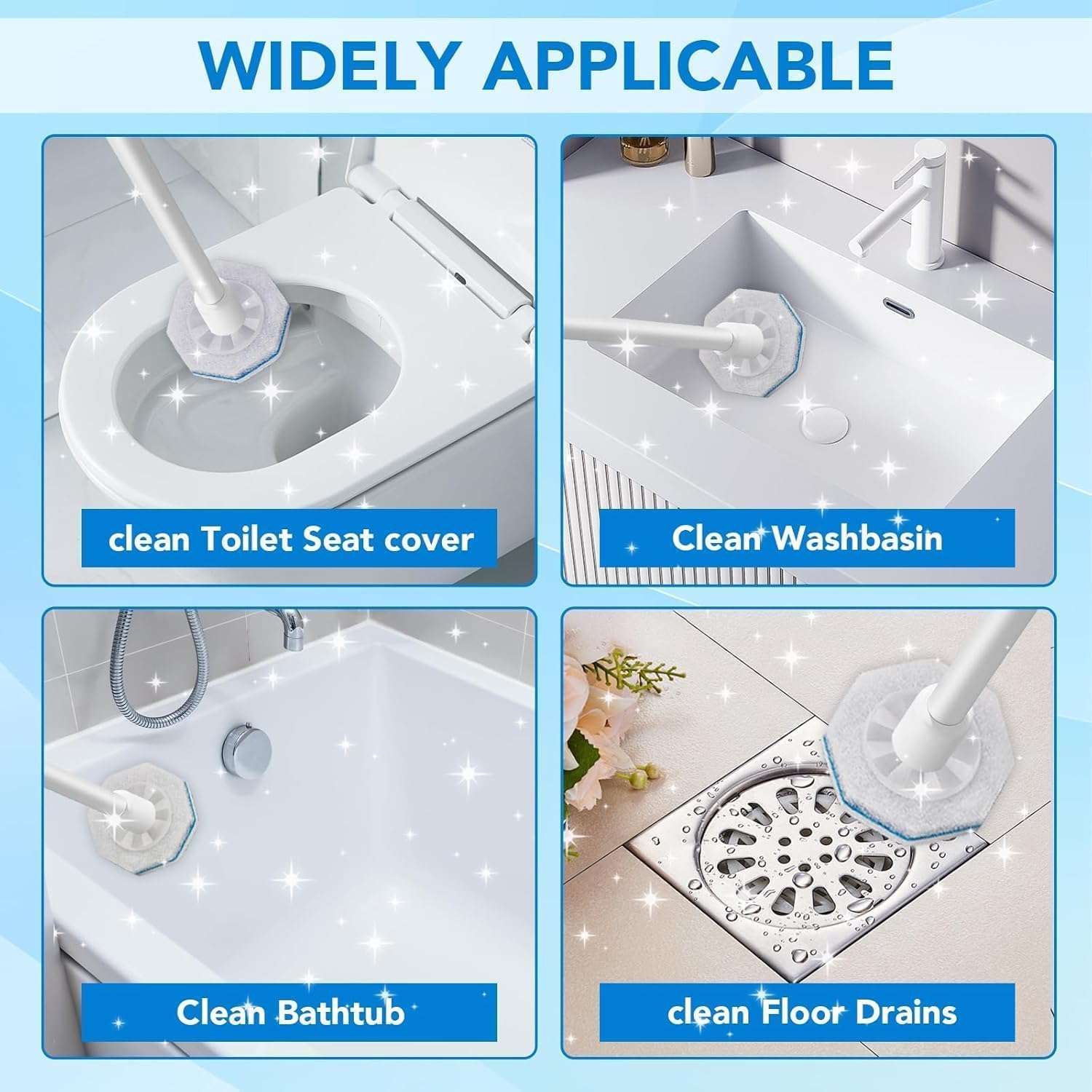 Detalle 1 de FuinSetars Disposable Toilet Brush System, 50 Refills, Extended Handle