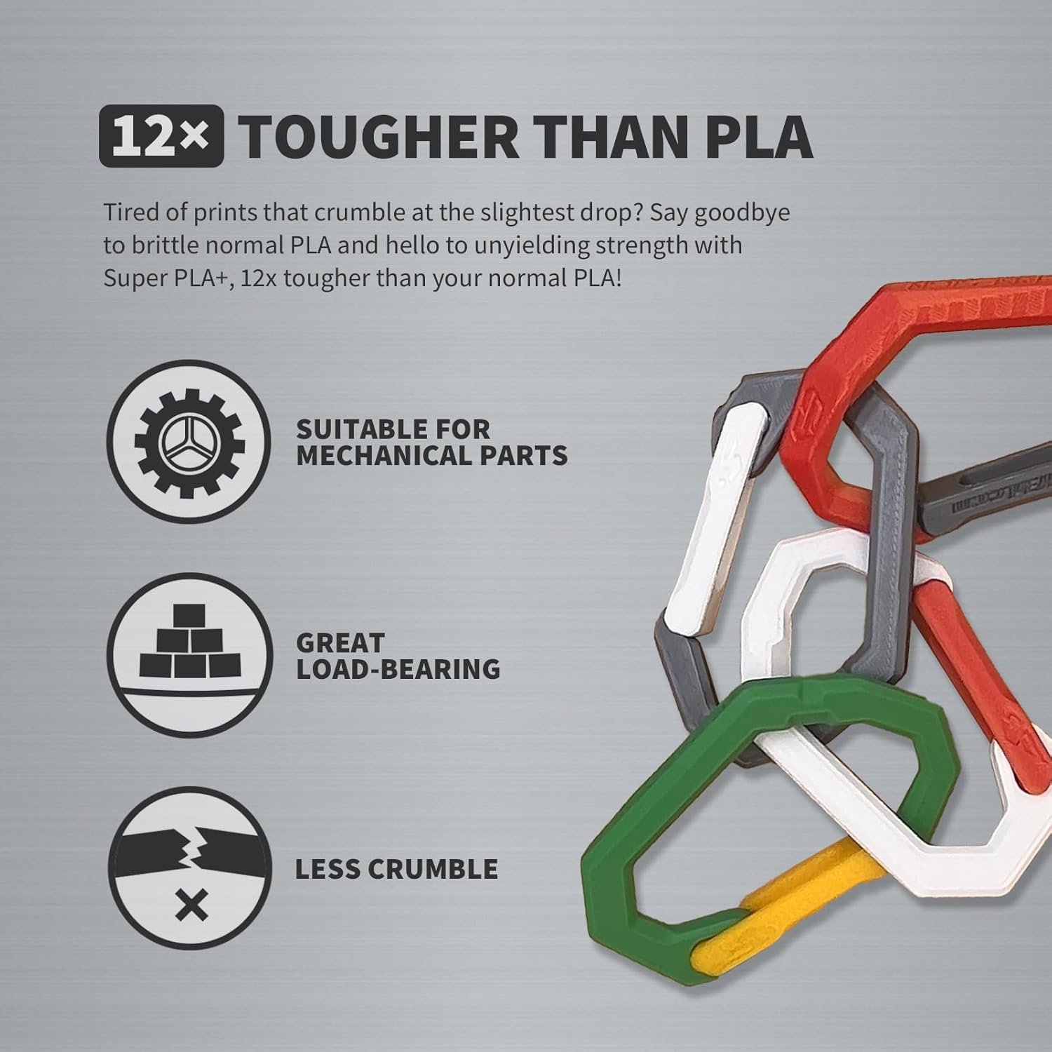 Thumbnail 2 de Overture Super PLA+ Filament 1.75mm – Toughness Enhanced, 1kg (Red)