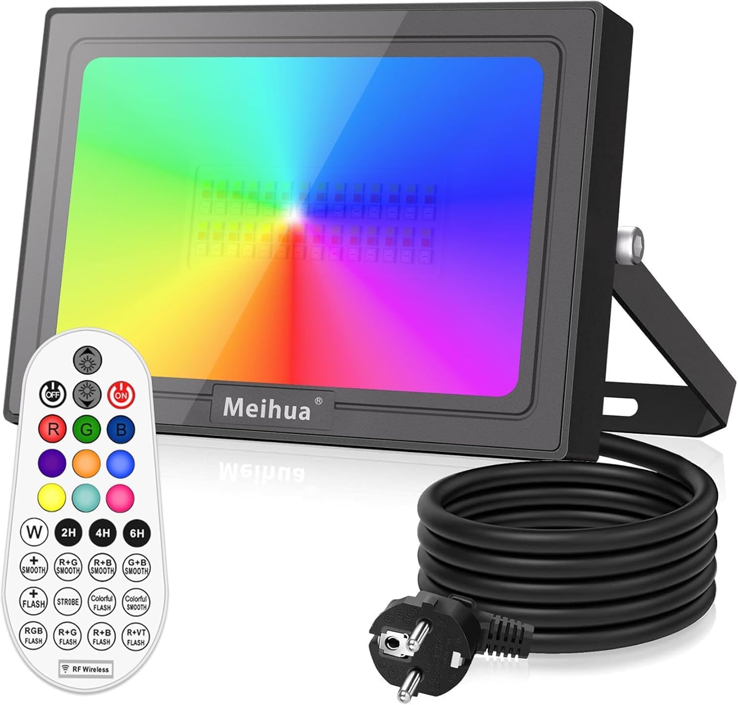Detalle de MEIHUA RFLB035 reflektor LED RGB 35 W, IP66, pilot i timer