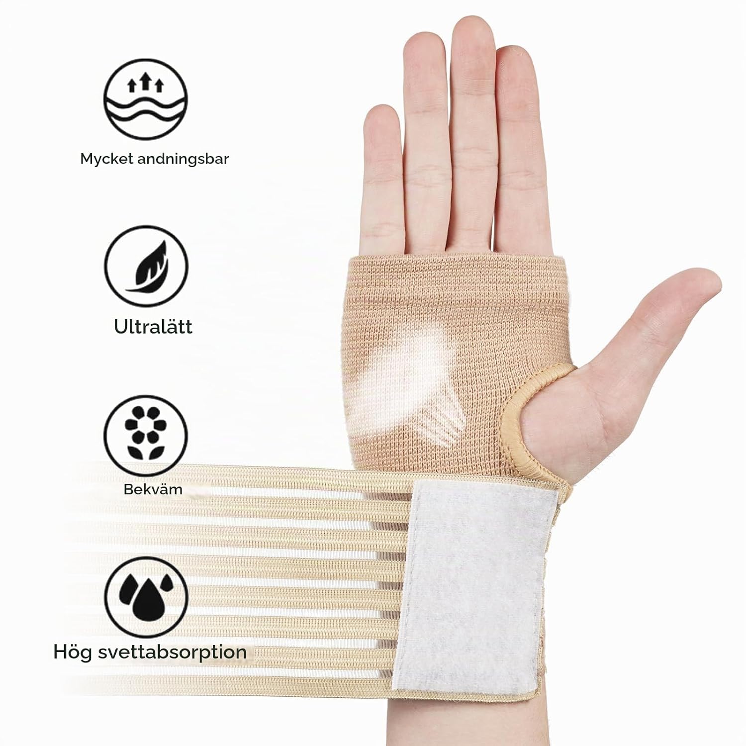 Detalle de AOOWU 4583146 handledsstöd, 2-pack, elastiskt och justerbart