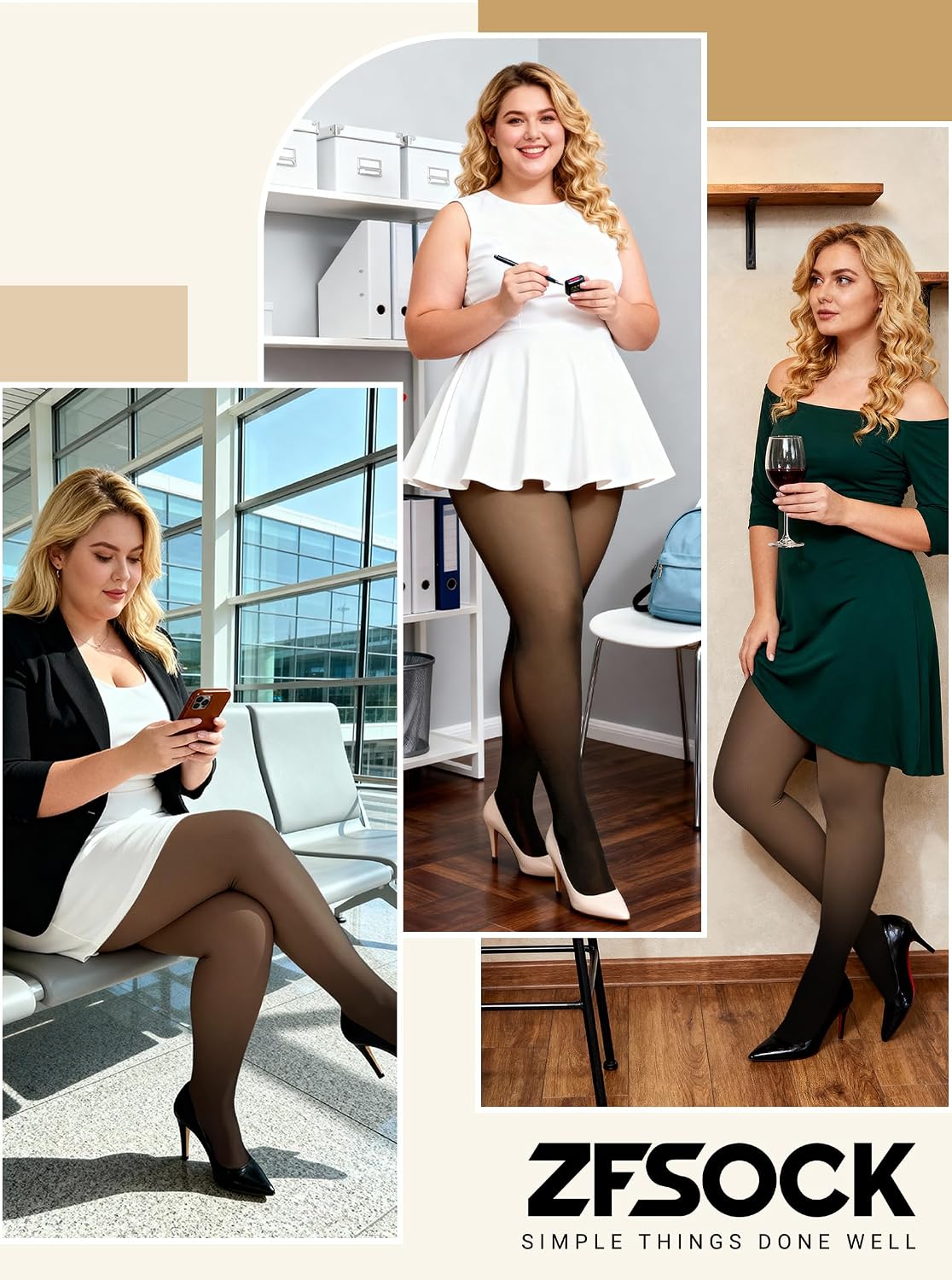 Thumbnail 6 de ZFSOCK Thermo Panty Dames Winter met fleecevoering, stretch en plus size