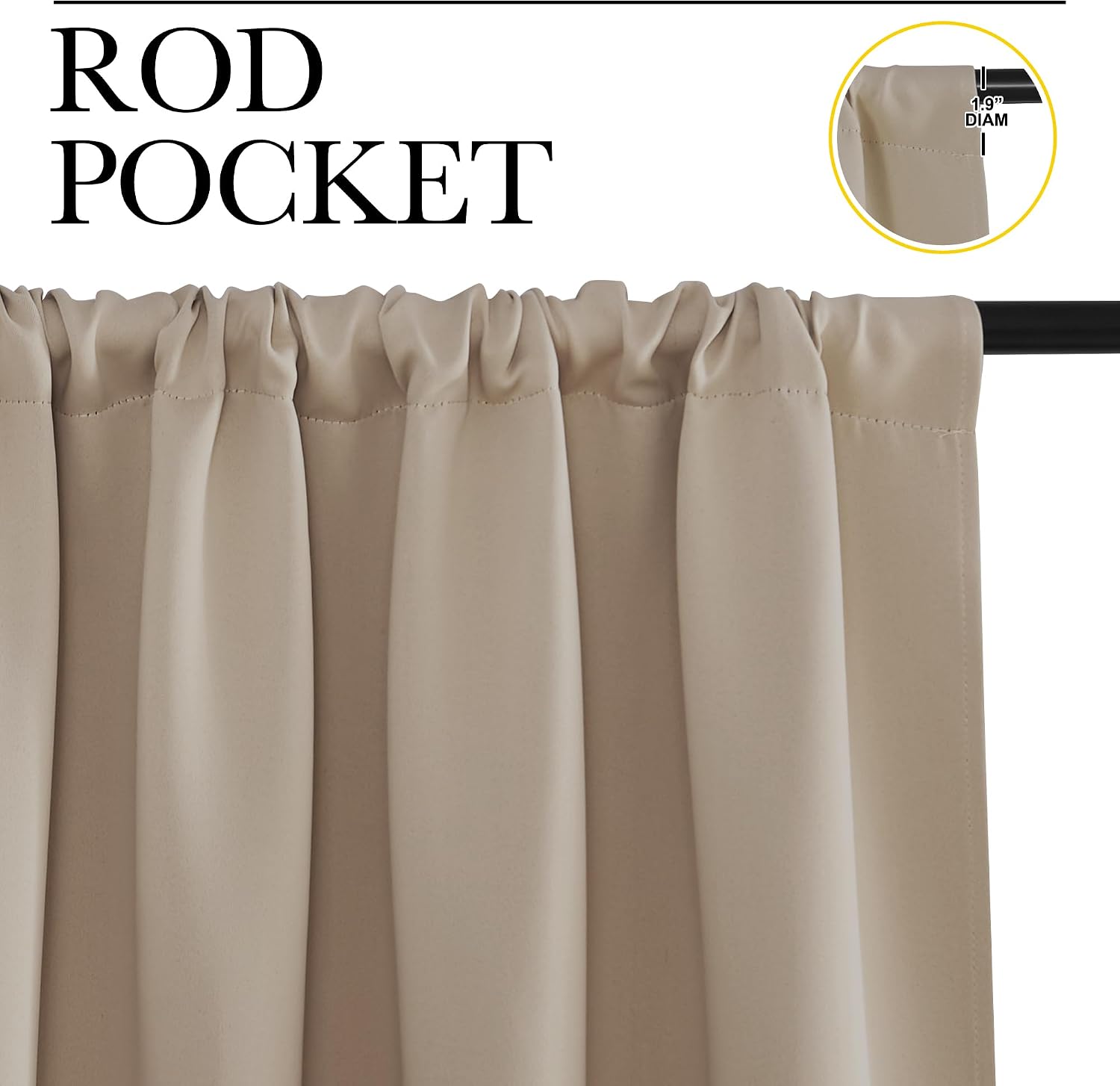 Detalle de NICETOWN Taupe Blackout Curtains, 2 Panels, 42 x 48 Inches