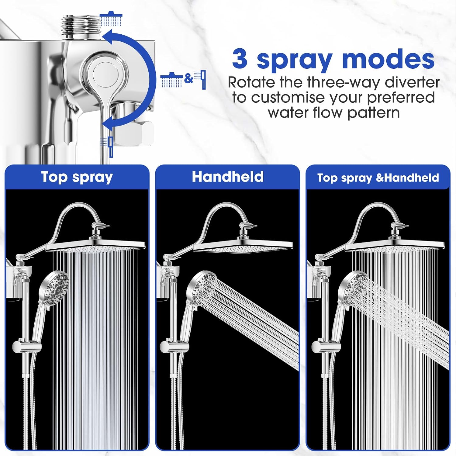 Detalle 2 de PLVREO JY-2004-C Filtered Shower Head with 12-Inch Rainfall and Handheld Spray
