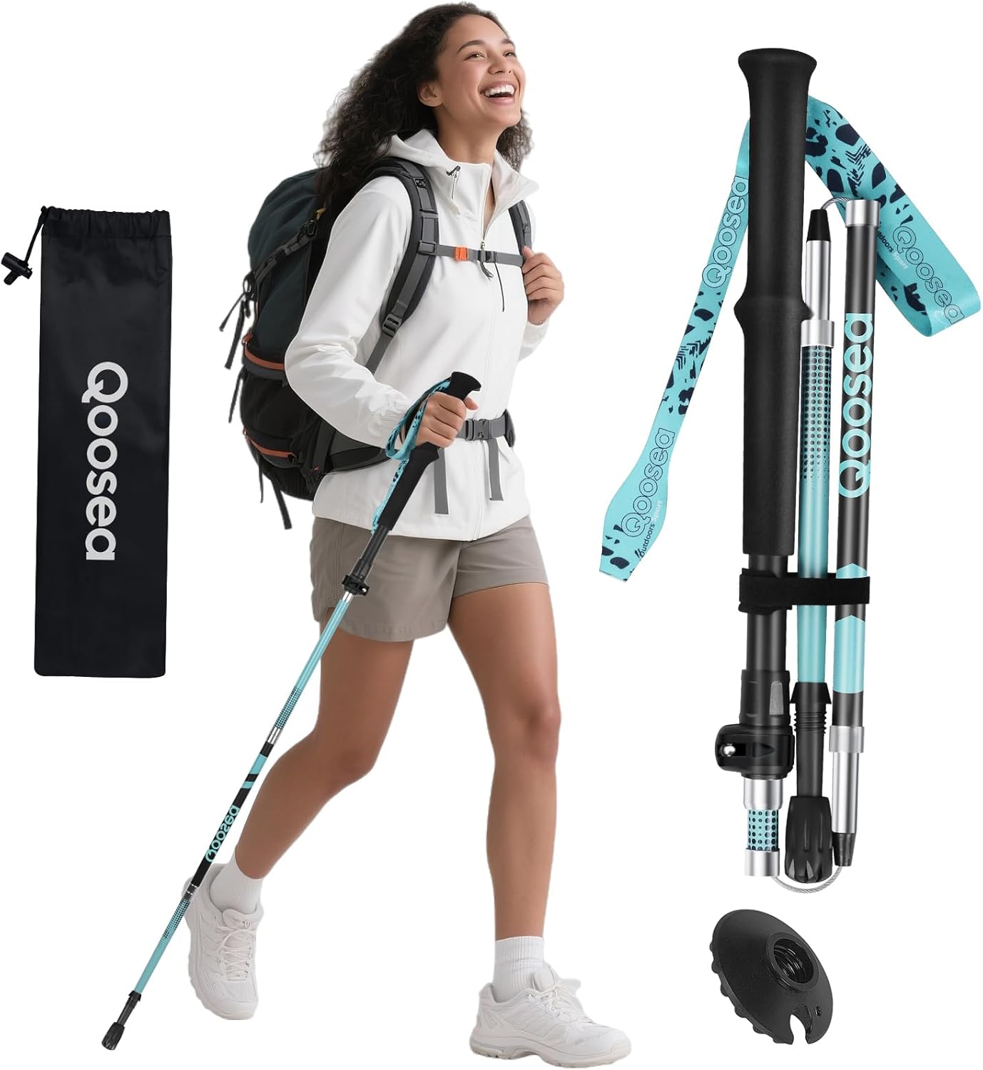 Qoosea Bastón de Senderismo para Mujer 110-125 cm