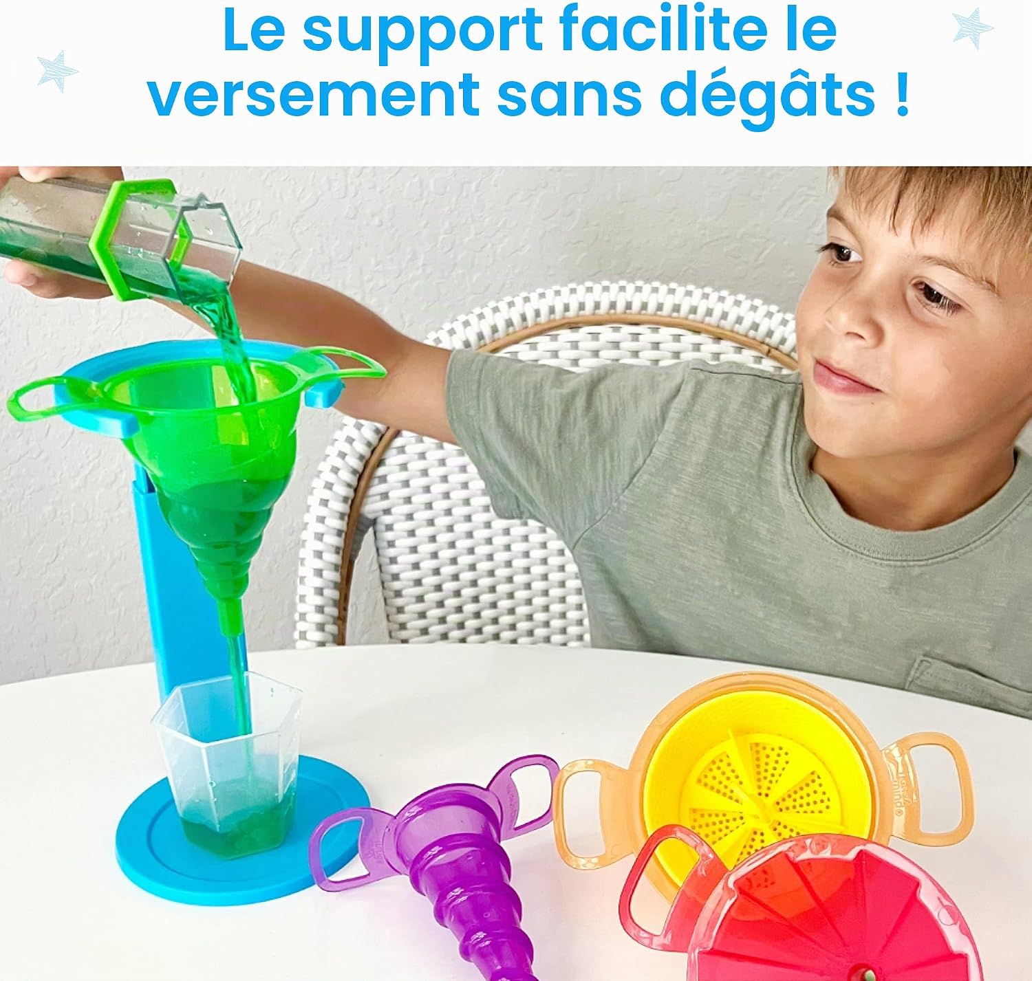 Detalle 2 de Learning Resources Starter Science trechterset met zeef en verstelbare standaard