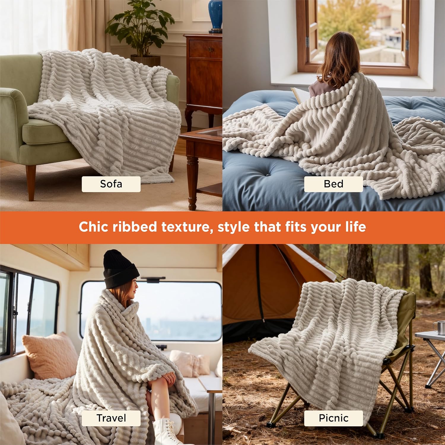 Thumbnail 3 de Bedsure Fleece Throw Blanket 130x170 cm
