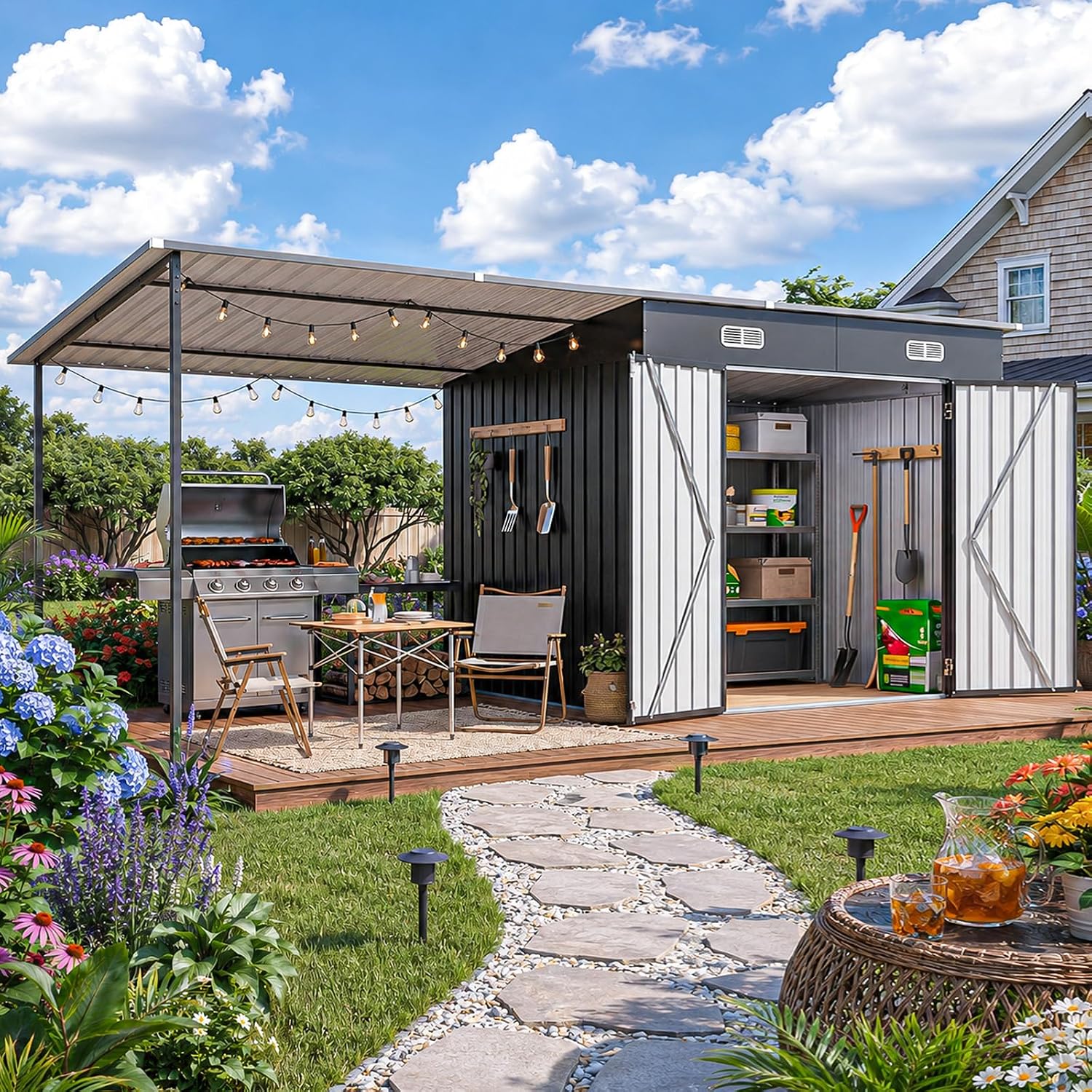 Detalle de Breezestival Shed and Gazebo Combo 14x6FT