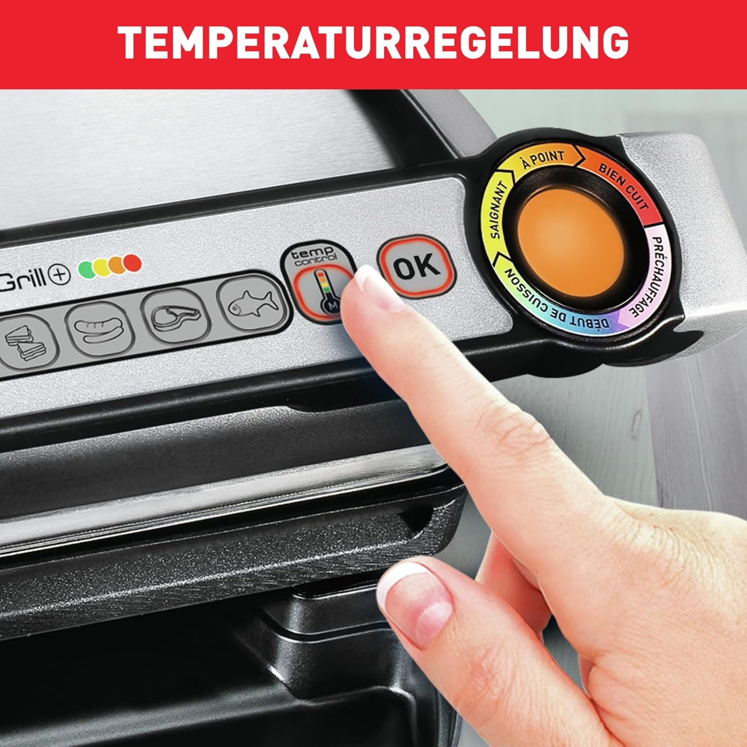 Thumbnail 4 de Tefal OptiGrill+ Kontaktgrill GC712D12 – mit 6 Programmen, Garstufenanzeige & abnehmbaren Platten