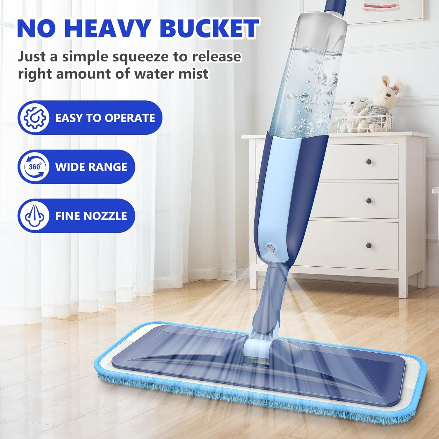 Thumbnail 2 de MANGOTIME Spray Mop for Cleaning Floors – Microfiber Pads, 410ml Bottle & 360° Head