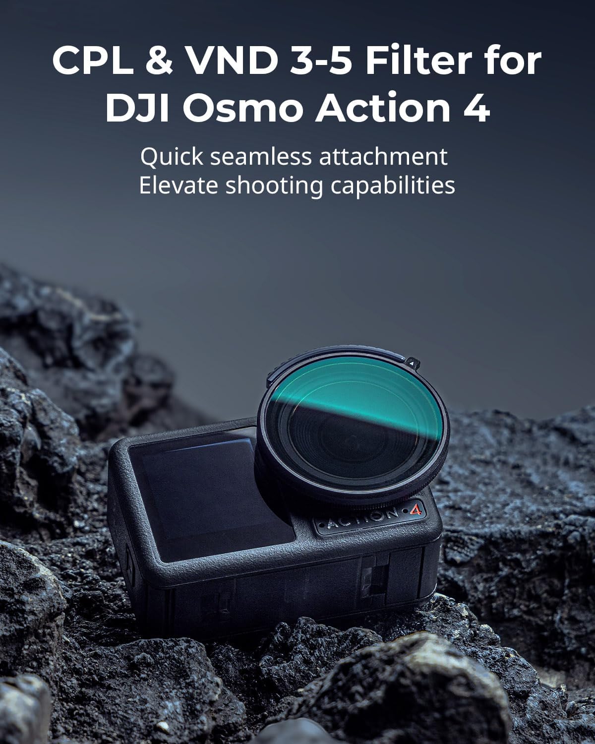 Thumbnail 1 de SMALLRIG Filtre CPL et VND 3-5 pour DJI Osmo Action 4 — 4 en 1, CPL + ND8/ND16/ND32, verre HD multicouche