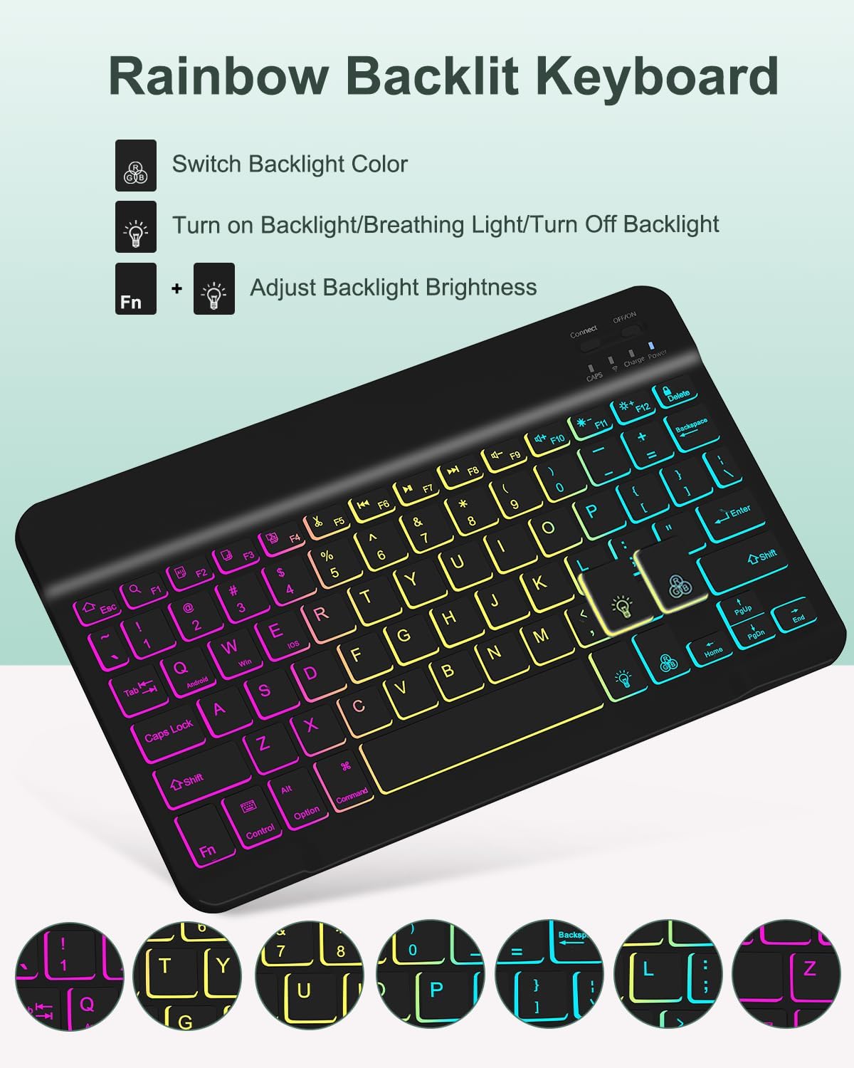 Thumbnail 4 de EAMPANG Keyboard Mouse Case for Samsung Galaxy Tab A11+ / A9+ (11-inch, 2023/2025) — Dark Green Detachable RGB Keypad Cover