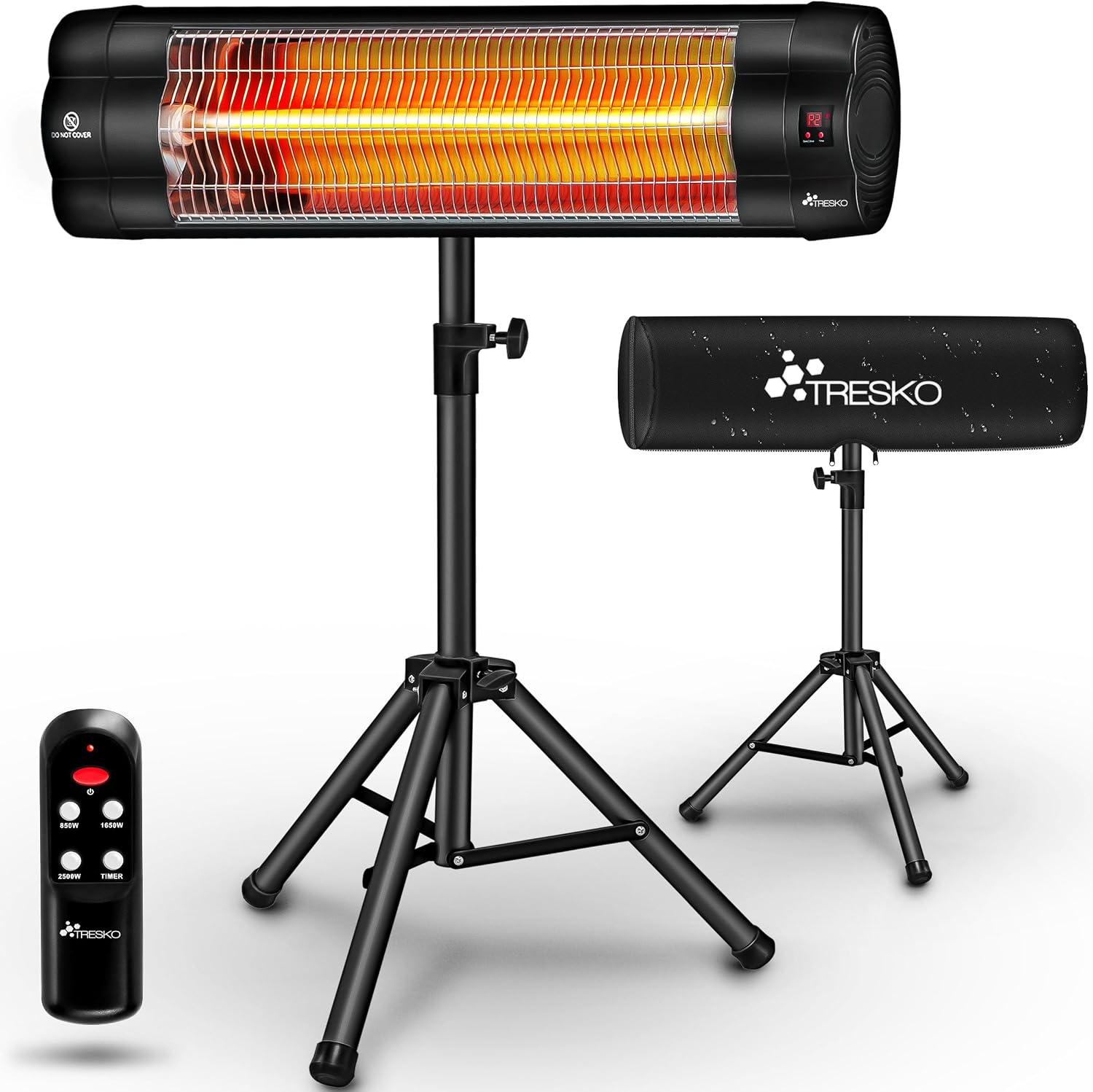 Detalle de TRESKO THSL-001 infrarood warmtestraler, 2500 W met afstandsbediening