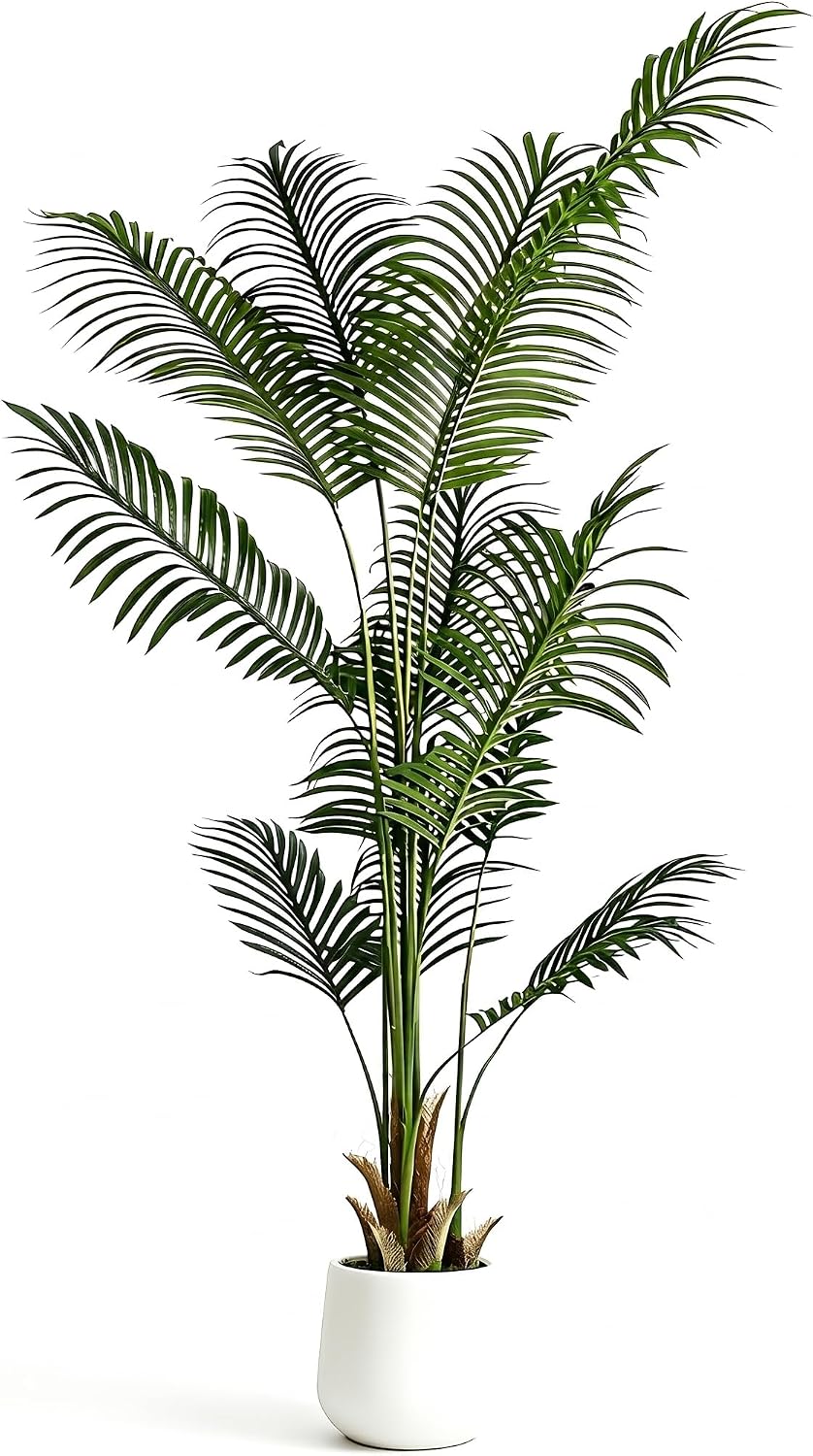 Detalle de ZKIODV FP-180 kunstpalm van 180 cm met 13 verstelbare bladeren
