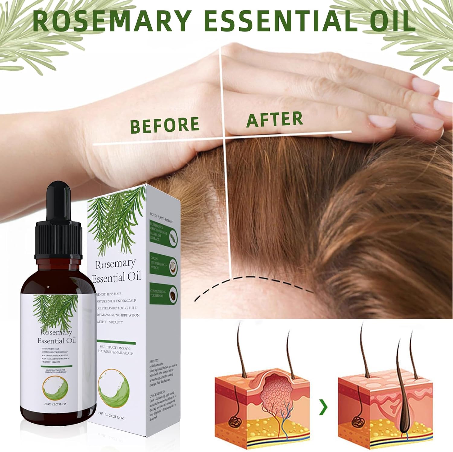 Detalle 2 de Aceite de Romero para el Cabello 60ML