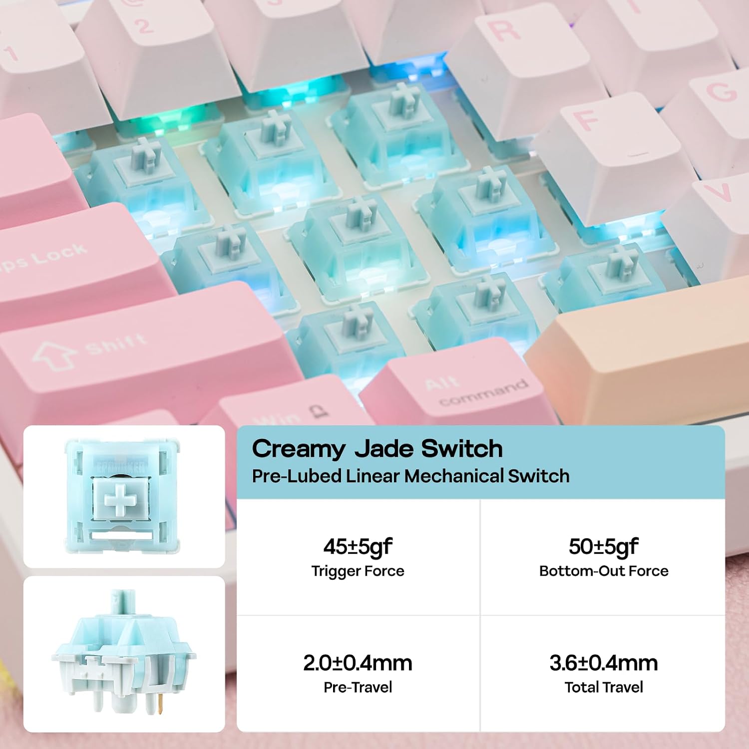Thumbnail 5 de EPOMAKER TH108 PRO Full Size Mechanical Keyboard with Screen & Knob (Pink, Creamy Jade) – Fast, Flexible, and Feature‑Rich