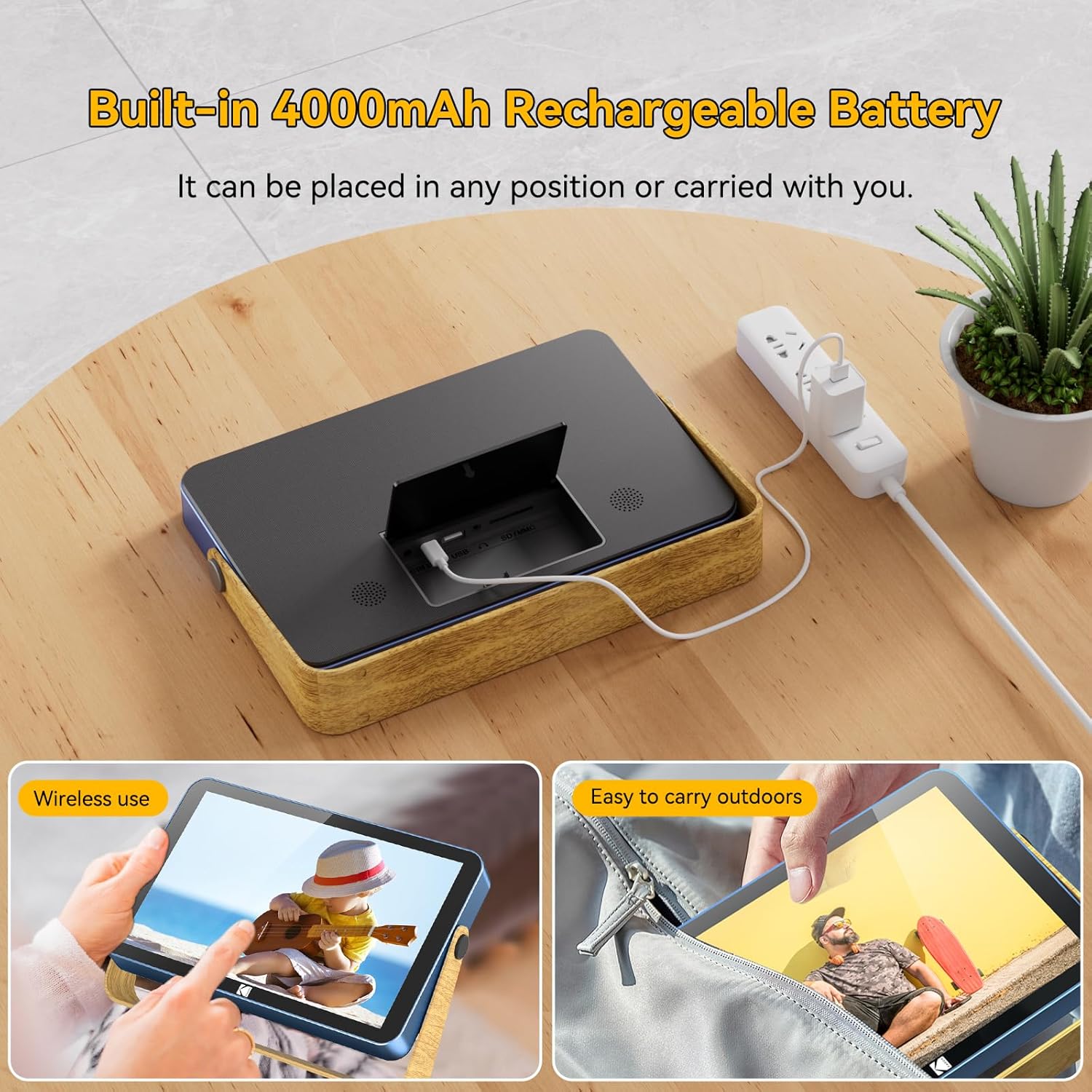 Detalle 2 de KODAK Cadre photo numérique WiFi 10 pouces IPS HD avec batterie 4000 mAh et 32 Go