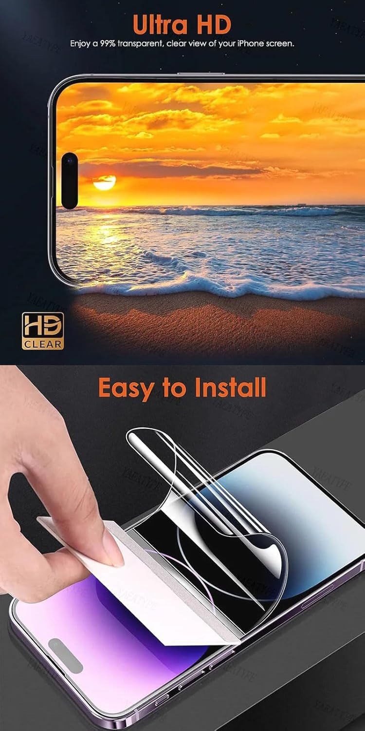 Thumbnail 5 de CUFEREDU 2er-Pack flexibler Front-Bildschirmschutz für iPhone 15 Pro (6,1") – 3D Hydrogel/TPU, transparent