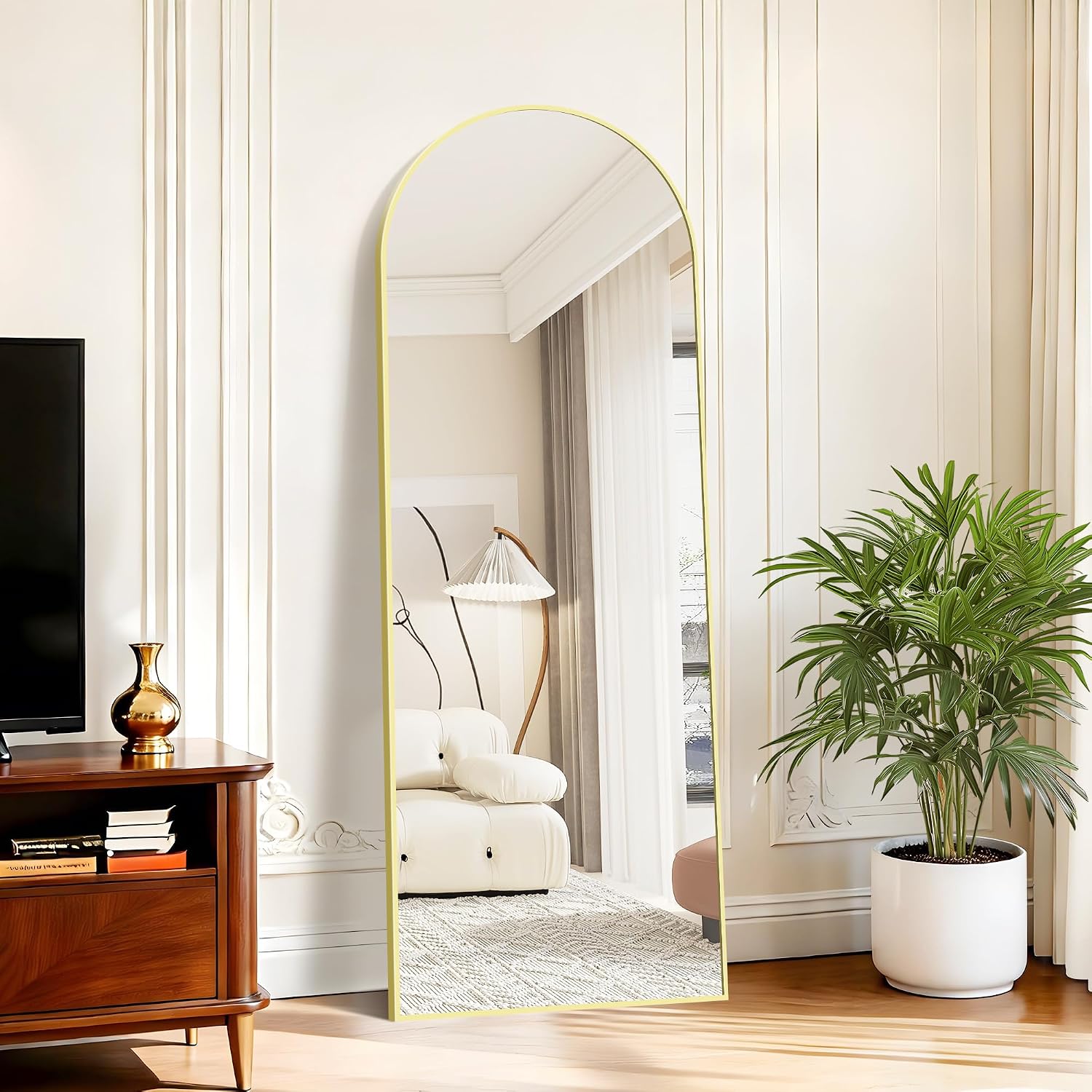 Detalle de KOCUUY Arched Full-Length Mirror, 144.8 x 50.8 cm, Gold Aluminum Frame