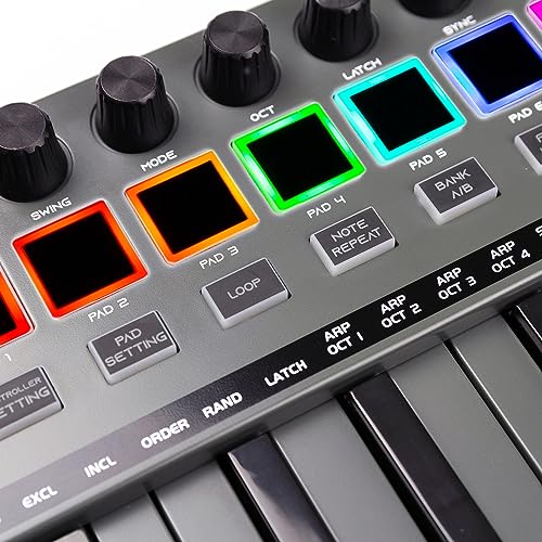 Thumbnail 3 de RockJam Go 25 Key: controller MIDI Bluetooth USB con 8 drum pad retroilluminati e 8 knob