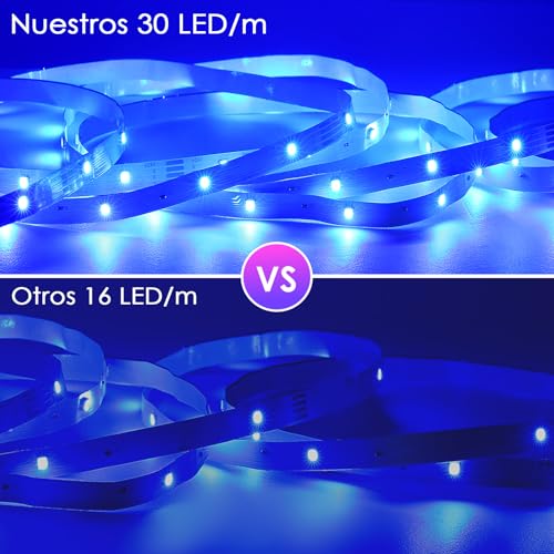 Detalle de HOVVIDA Tira LED 10m RGB (150 LEDs/Metro) — Iluminación versátil para cualquier espacio