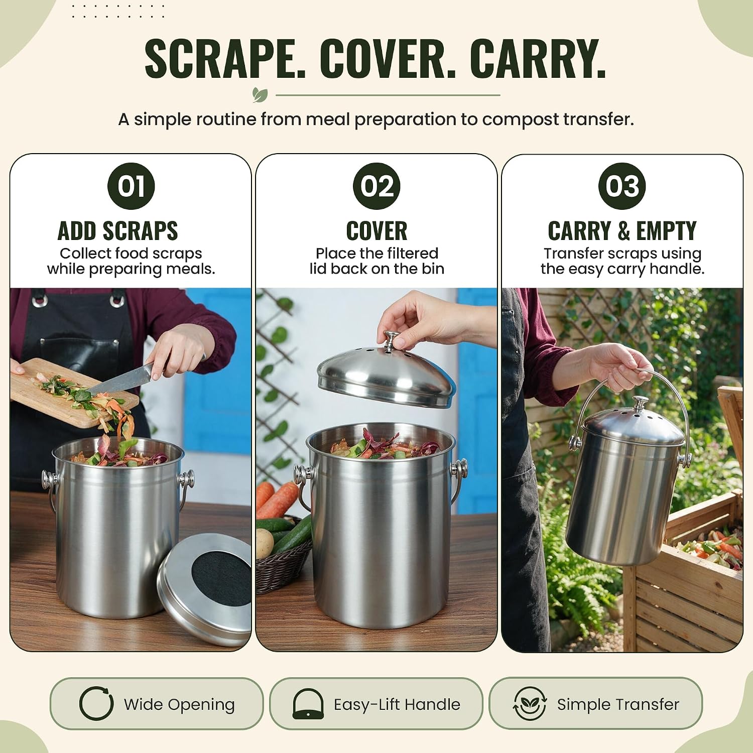 Thumbnail 5 de EPICA 1.3 Gallon Countertop Compost Bin 🗑