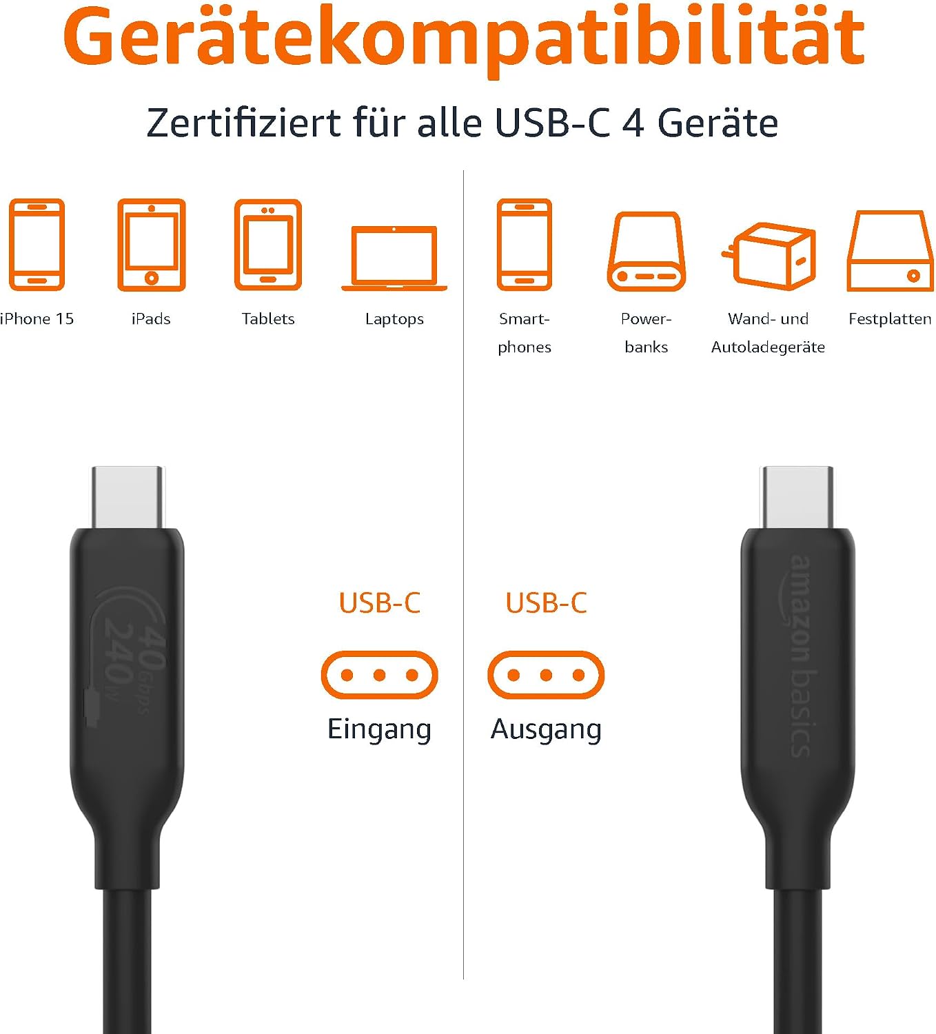 Detalle de USB-C-4 Schnellladekabel 240 W, 1 m