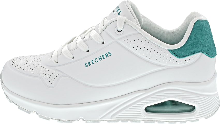 Detalle de Skechers Uno, Zapatillas Mujer Blancas con Detalle Mint 🌟