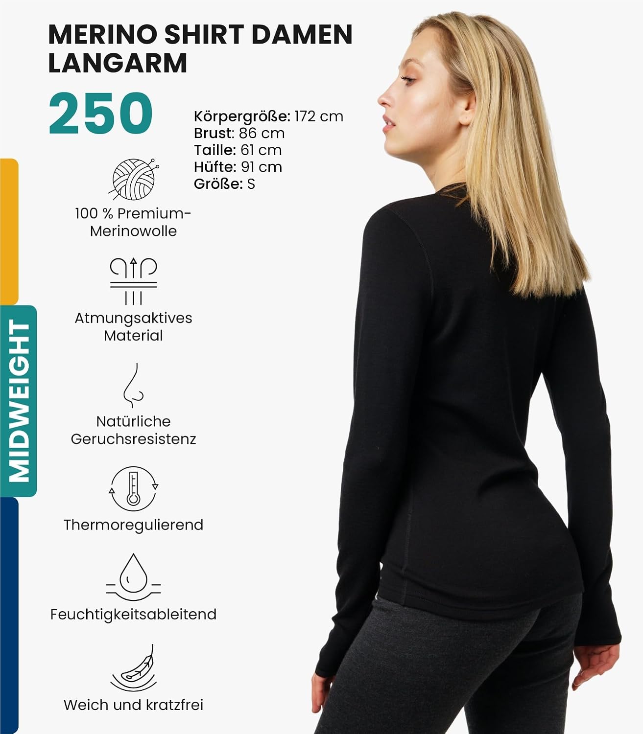 Thumbnail 1 de Merino.tech Merino Shirt Damen 250 g/m²