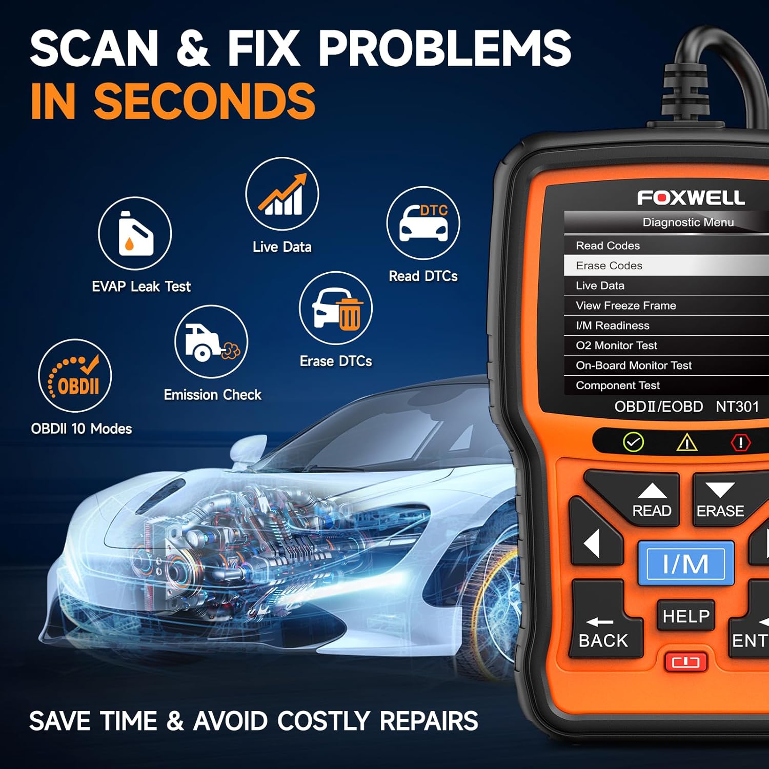 Thumbnail 5 de FOXWELL NT301 OBD2 Scanner with Live Data