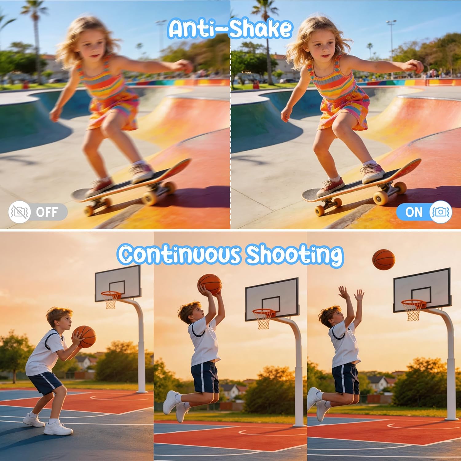 Thumbnail 4 de Digital Camera 1080P 44MP Vlogging Camera for Kids & Teens – 2.4" Screen, 16x Zoom, Anti-Shake, USB Webcam (Black) (No SD Card)