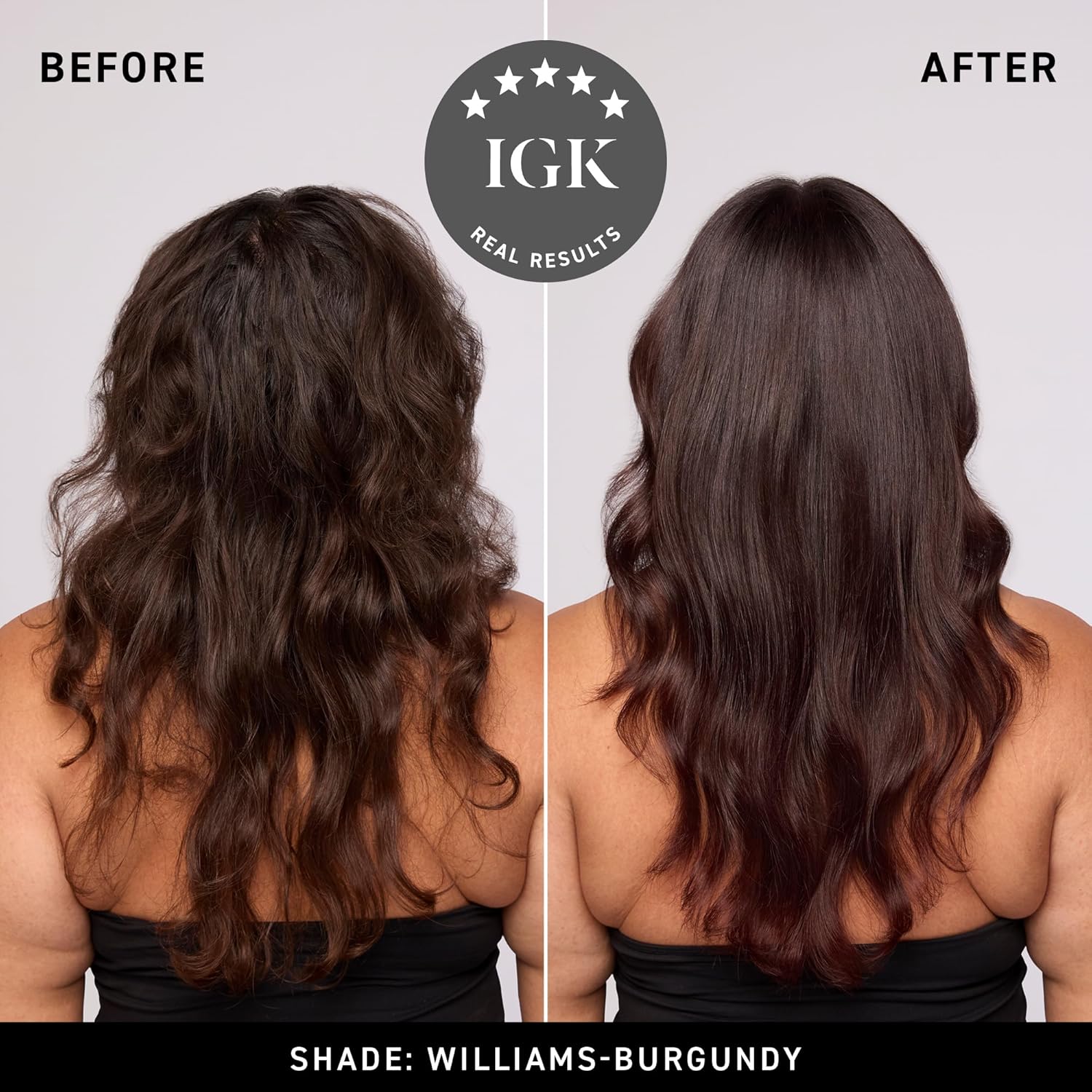 Detalle de IGK Williams Burgundy Color Depositing Hair Mask (Burgundy Gloss Toner) — Intense Semi-Permanent Color Conditioner, 6 oz