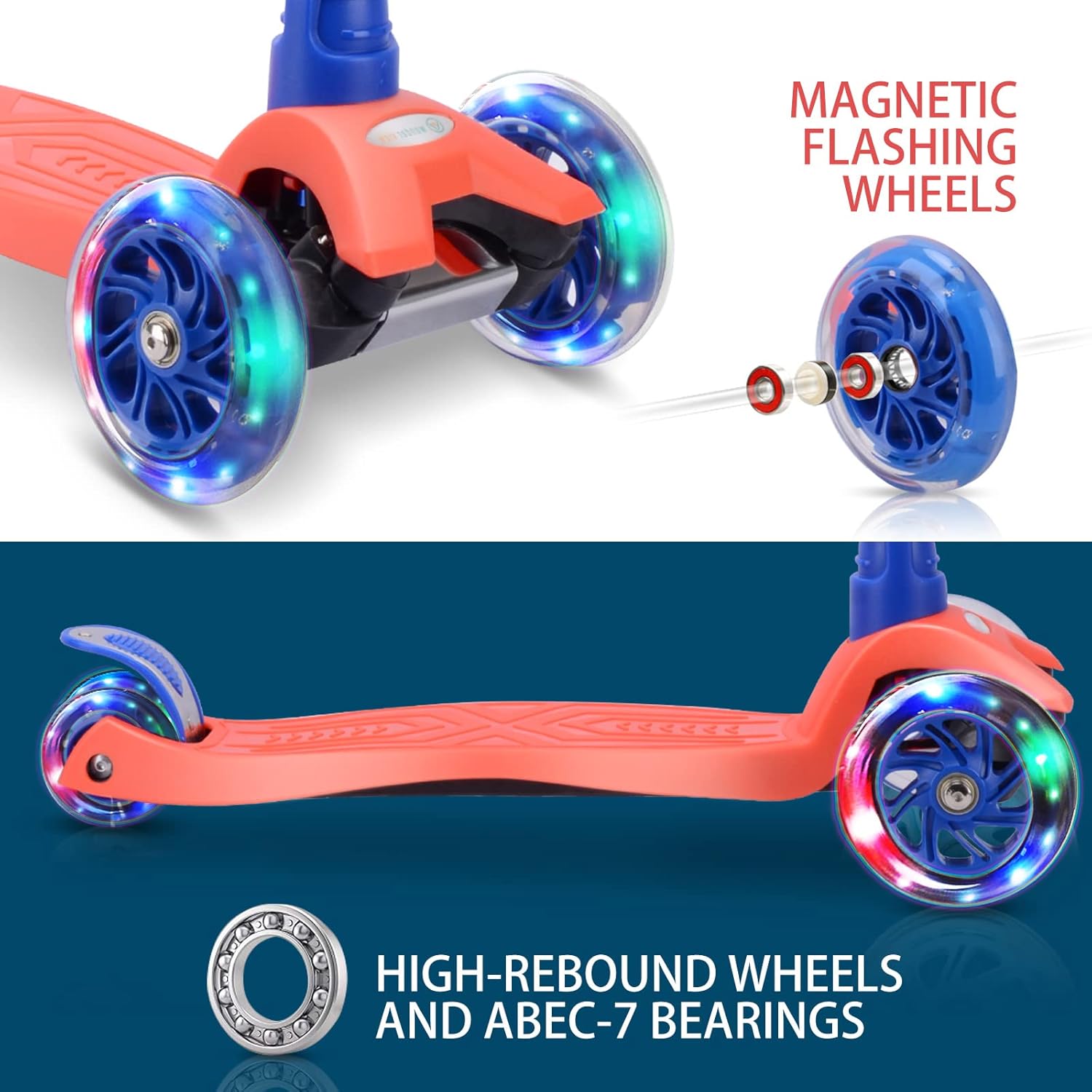 Detalle 2 de 3 Wheel Scooter for Kids Ages 6-12 154 lbs