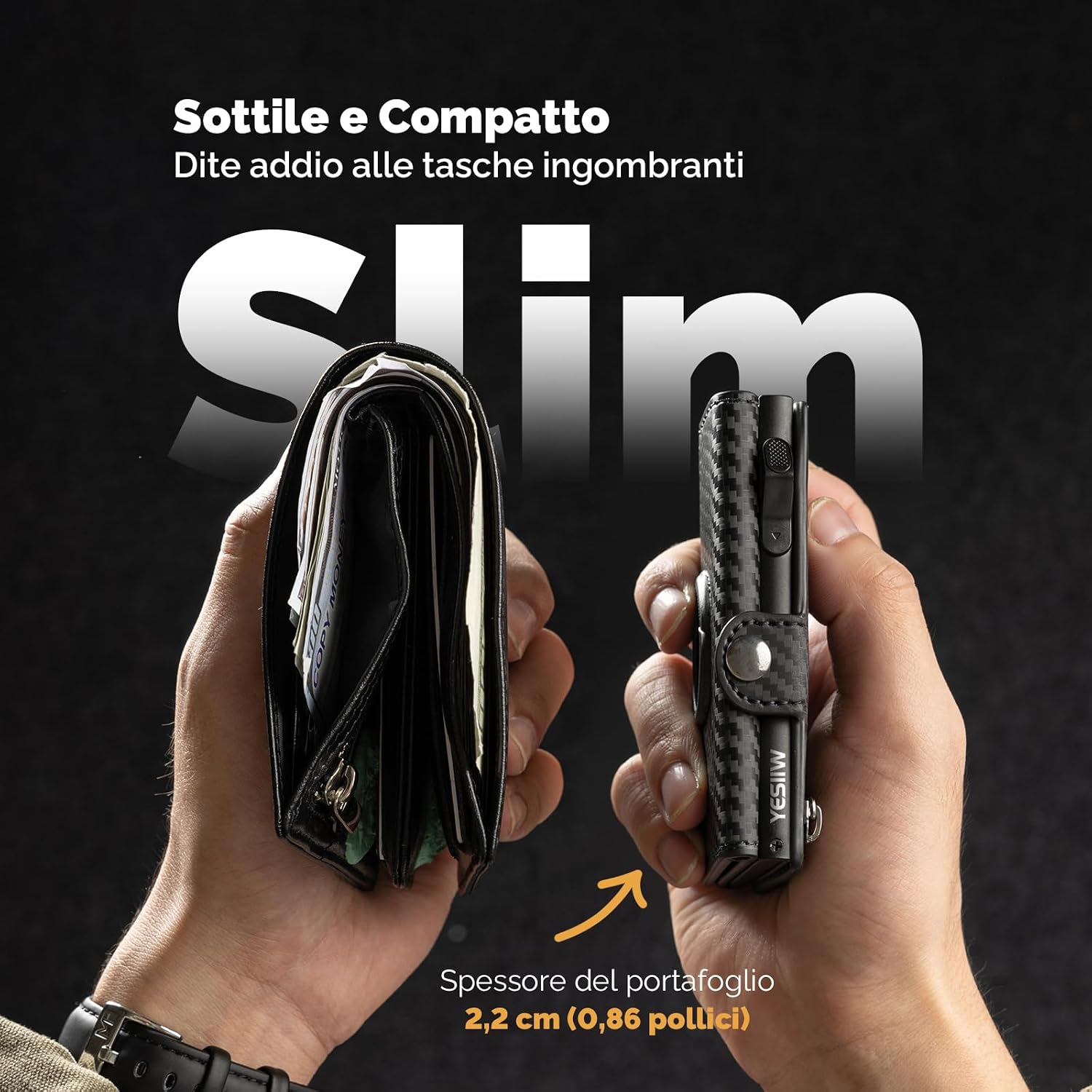 Detalle 2 de Portafoglio Airtag Slim Carbon Nero 12 Carte