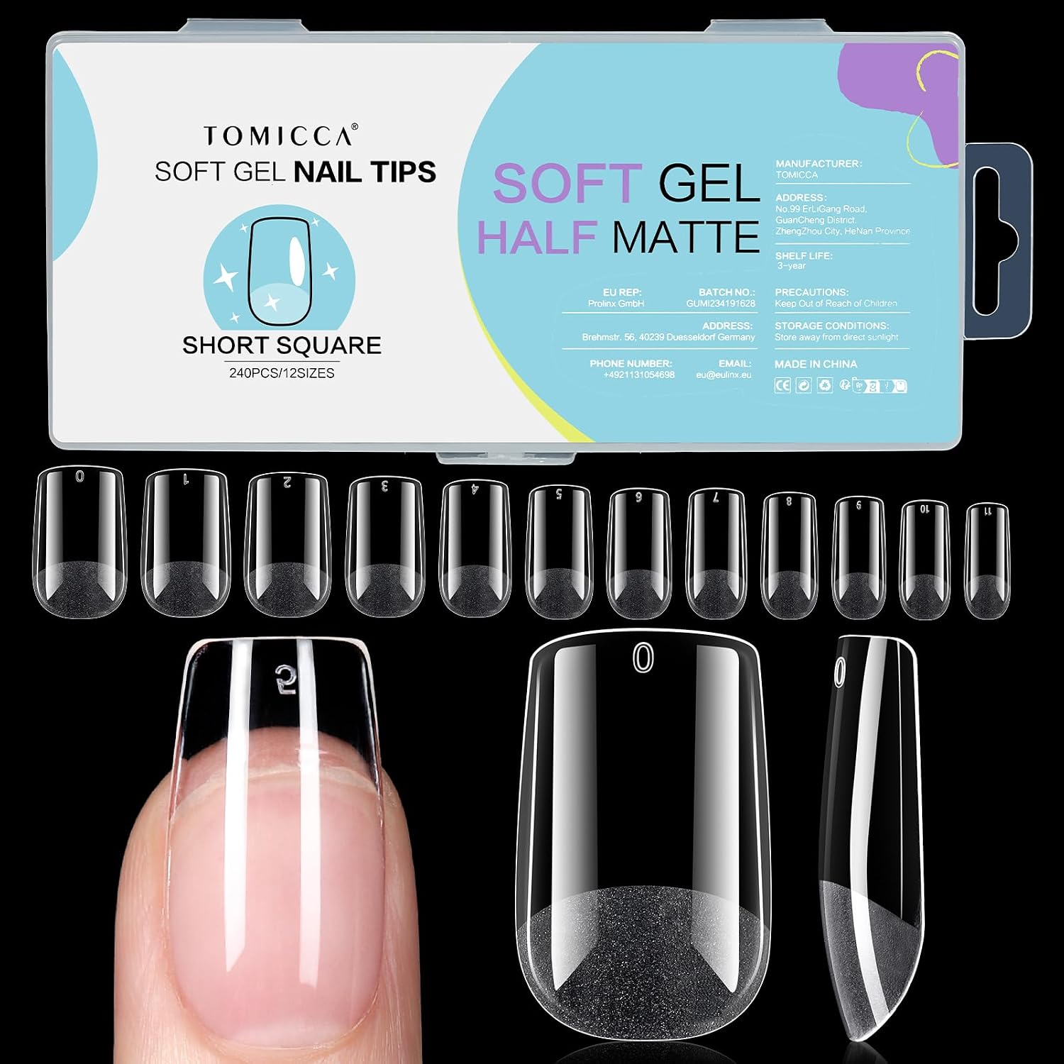 Detalle de TOMICCA Square Kurz Nageltips 240 Stück